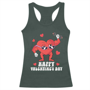 Happy Valentine's Day Gymer Heart Weightlifting Funny Deadlift Fitness Racerback Tank Top TS09 Dark Forest Green Print Your Wear