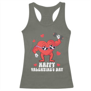 Happy Valentine's Day Gymer Heart Weightlifting Funny Deadlift Fitness Racerback Tank Top TS09 Military Green Print Your Wear