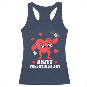 Happy Valentine's Day Gymer Heart Weightlifting Funny Deadlift Fitness Racerback Tank Top TS09 Navy Print Your Wear
