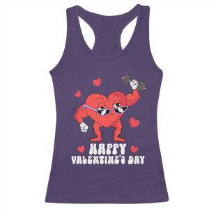 Happy Valentine's Day Gymer Heart Weightlifting Funny Deadlift Fitness Racerback Tank Top TS09 Purple Print Your Wear