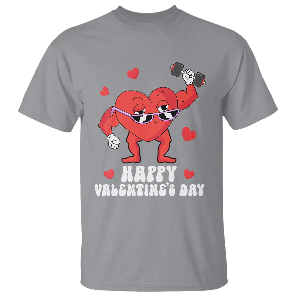 Happy Valentine's Day Gymer Heart Weightlifting Funny Deadlift Fitness T Shirt TS09 Sport Gray Printyourwear