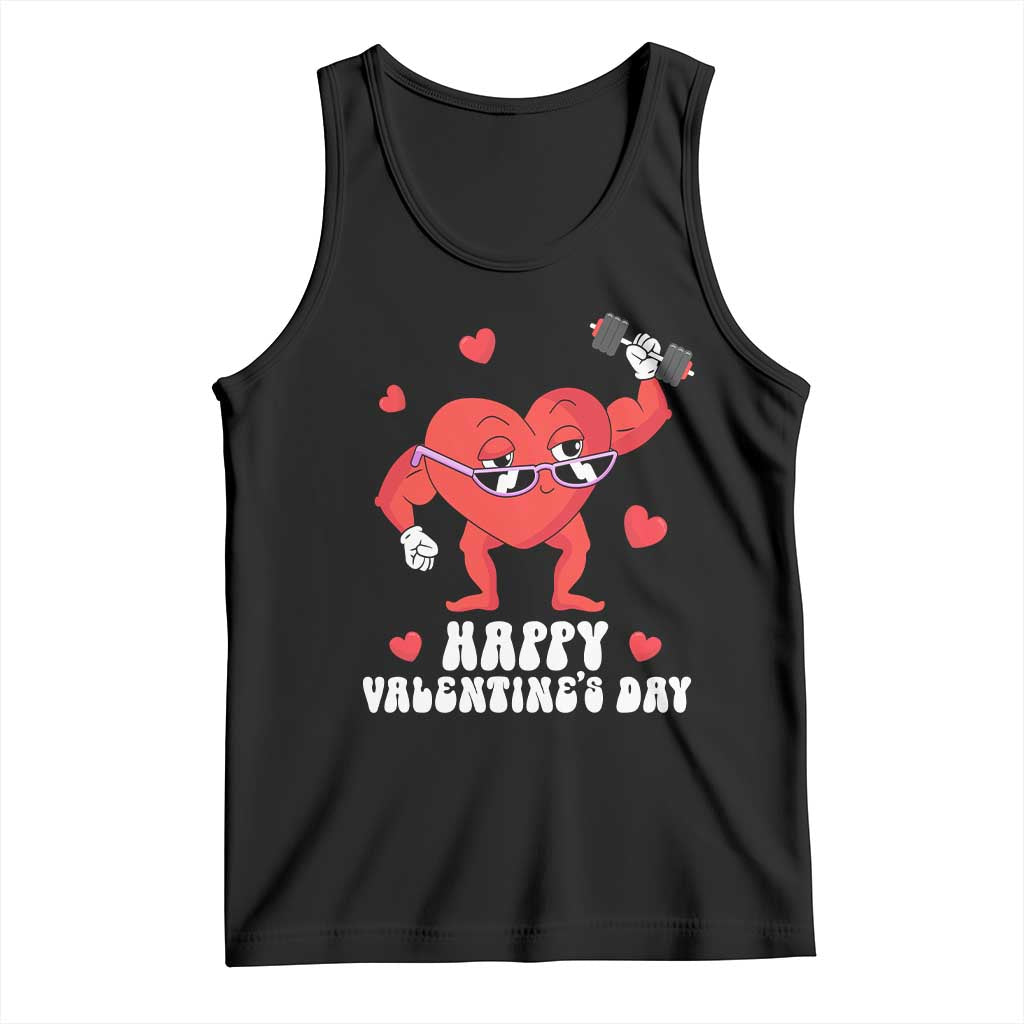 Happy Valentine's Day Gymer Heart Weightlifting Funny Deadlift Fitness Tank Top TS09 Black Print Your Wear