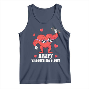 Happy Valentine's Day Gymer Heart Weightlifting Funny Deadlift Fitness Tank Top TS09 Navy Print Your Wear