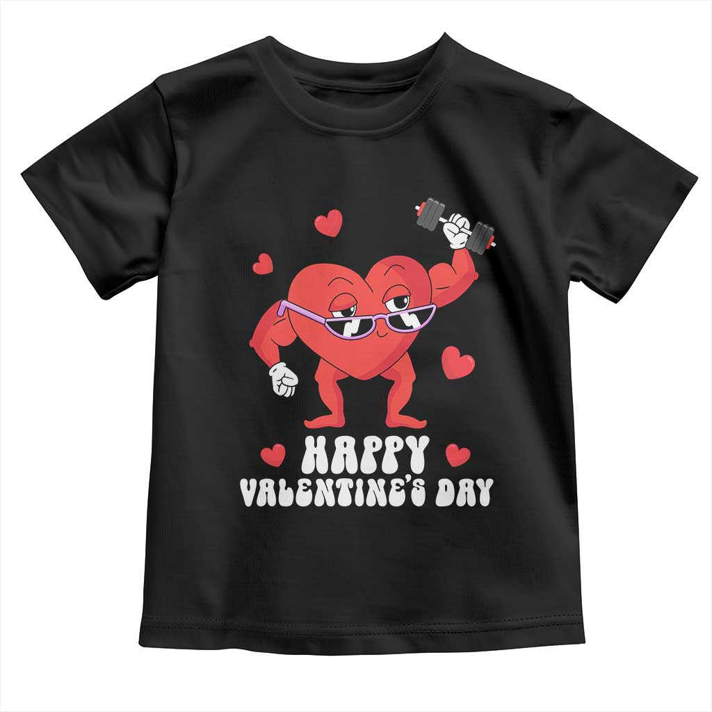 Happy Valentine's Day Gymer Heart Weightlifting Funny Deadlift Fitness Toddler T Shirt TS09 Black Print Your Wear