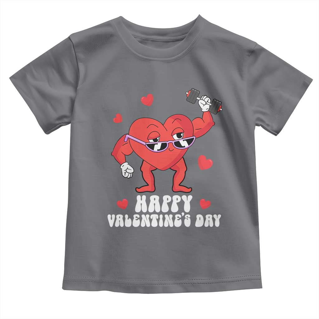 Happy Valentine's Day Gymer Heart Weightlifting Funny Deadlift Fitness Toddler T Shirt TS09 Charcoal Print Your Wear