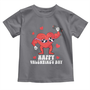 Happy Valentine's Day Gymer Heart Weightlifting Funny Deadlift Fitness Toddler T Shirt TS09 Charcoal Print Your Wear