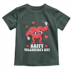 Happy Valentine's Day Gymer Heart Weightlifting Funny Deadlift Fitness Toddler T Shirt TS09 Dark Forest Green Print Your Wear