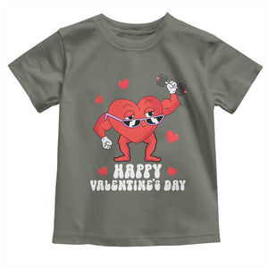 Happy Valentine's Day Gymer Heart Weightlifting Funny Deadlift Fitness Toddler T Shirt TS09 Military Green Print Your Wear