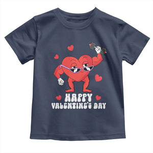 Happy Valentine's Day Gymer Heart Weightlifting Funny Deadlift Fitness Toddler T Shirt TS09 Navy Print Your Wear