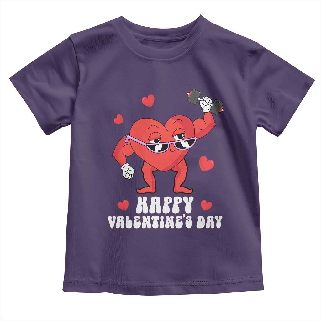 Happy Valentine's Day Gymer Heart Weightlifting Funny Deadlift Fitness Toddler T Shirt TS09 Purple Print Your Wear