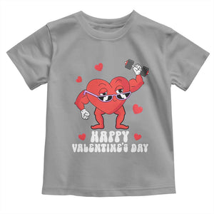 Happy Valentine's Day Gymer Heart Weightlifting Funny Deadlift Fitness Toddler T Shirt TS09 Sport Gray Print Your Wear