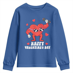Happy Valentine's Day Gymer Heart Weightlifting Funny Deadlift Fitness Youth Sweatshirt TS09 Royal Blue Print Your Wear