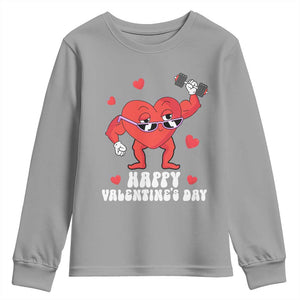 Happy Valentine's Day Gymer Heart Weightlifting Funny Deadlift Fitness Youth Sweatshirt TS09 Sport Gray Print Your Wear