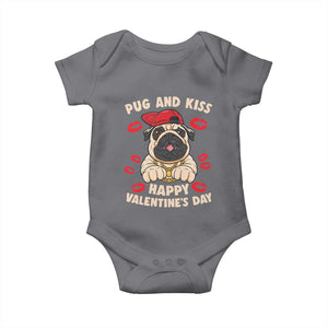 Pug And Kiss Happy Valentine's Day Funny Pet Lover Baby Onesie TS09 Charcoal Print Your Wear
