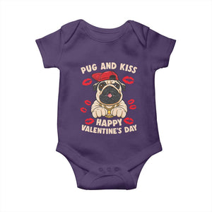 Pug And Kiss Happy Valentine's Day Funny Pet Lover Baby Onesie TS09 Purple Print Your Wear
