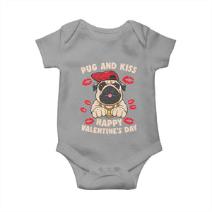 Pug And Kiss Happy Valentine's Day Funny Pet Lover Baby Onesie TS09 Sport Gray Print Your Wear
