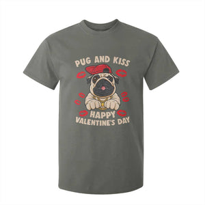 Pug And Kiss Happy Valentine's Day Funny Pet Lover T Shirt For Kid TS09 Military Green Print Your Wear