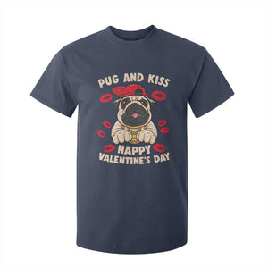 Pug And Kiss Happy Valentine's Day Funny Pet Lover T Shirt For Kid TS09 Navy Print Your Wear