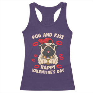 Pug And Kiss Happy Valentine's Day Funny Pet Lover Racerback Tank Top TS09 Purple Print Your Wear