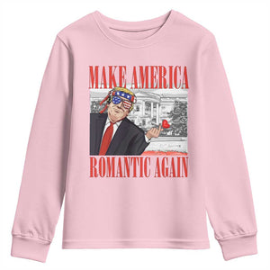 Funny Valentine's Day Trump Youth Sweatshirt Make America Romantic Again TS09 Light Pink Print Your Wear