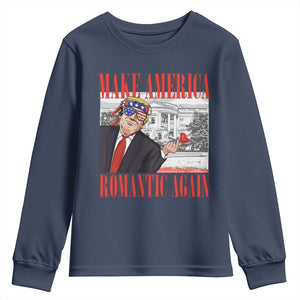 Funny Valentine's Day Trump Youth Sweatshirt Make America Romantic Again TS09 Navy Print Your Wear
