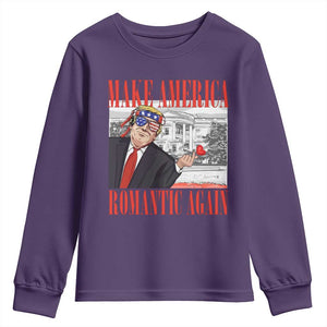 Funny Valentine's Day Trump Youth Sweatshirt Make America Romantic Again TS09 Purple Print Your Wear