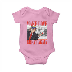 Funny Valentine's Day Trump Baby Onesie Make Love Great Again TS09 Light Pink Print Your Wear