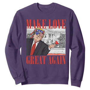 Funny Valentine's Day Trump Sweatshirt Make Love Great Again TS09 Purple Print Your Wear