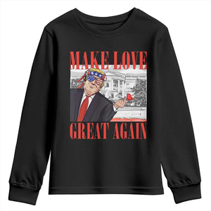 Funny Valentine's Day Trump Youth Sweatshirt Make Love Great Again TS09 Black Print Your Wear