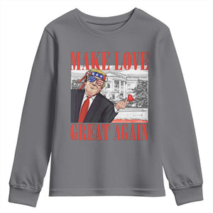 Funny Valentine's Day Trump Youth Sweatshirt Make Love Great Again TS09 Charcoal Print Your Wear