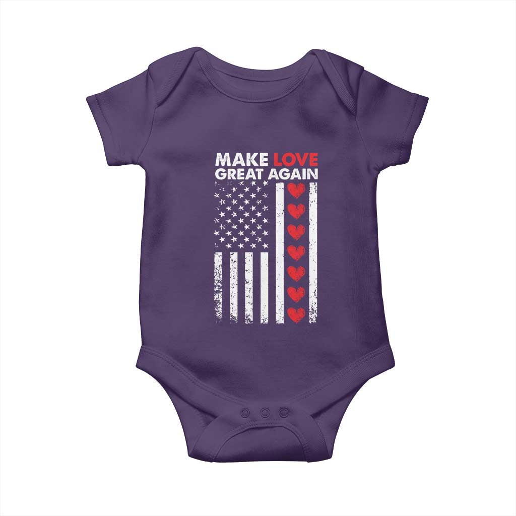 Funny Trump Valentine's Day Patriotic Baby Onesie Make Love Great Again TS09 Purple Print Your Wear
