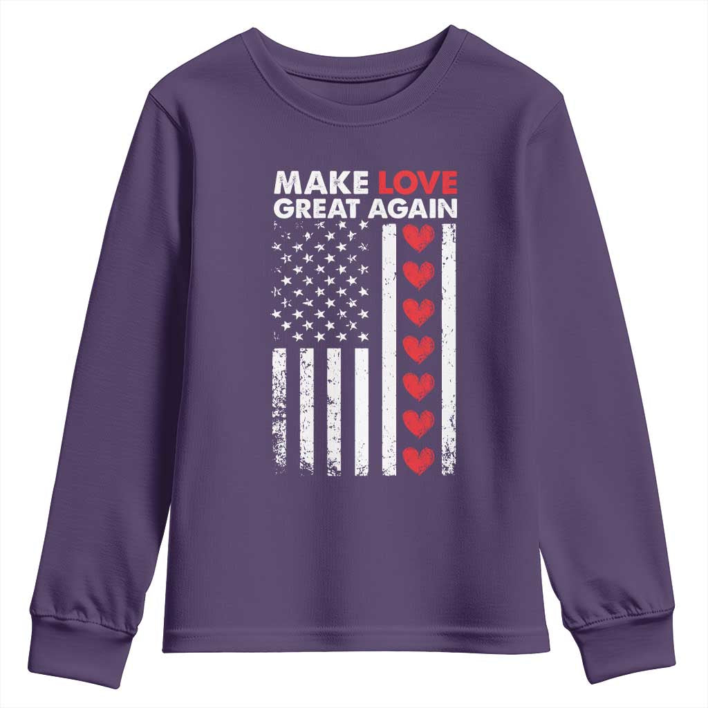 Funny Trump Valentine's Day Patriotic Youth Sweatshirt Make Love Great Again TS09 Purple Print Your Wear