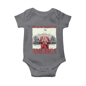 Funny Trump Baby Onesie My Heart Beats For America Valentine's Day TS09 Charcoal Print Your Wear