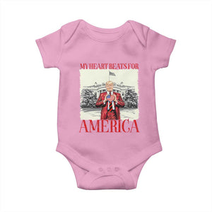 Funny Trump Baby Onesie My Heart Beats For America Valentine's Day TS09 Light Pink Print Your Wear