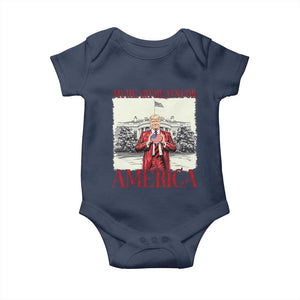 Funny Trump Baby Onesie My Heart Beats For America Valentine's Day TS09 Navy Print Your Wear