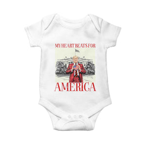 Funny Trump Baby Onesie My Heart Beats For America Valentine's Day TS09 White Print Your Wear