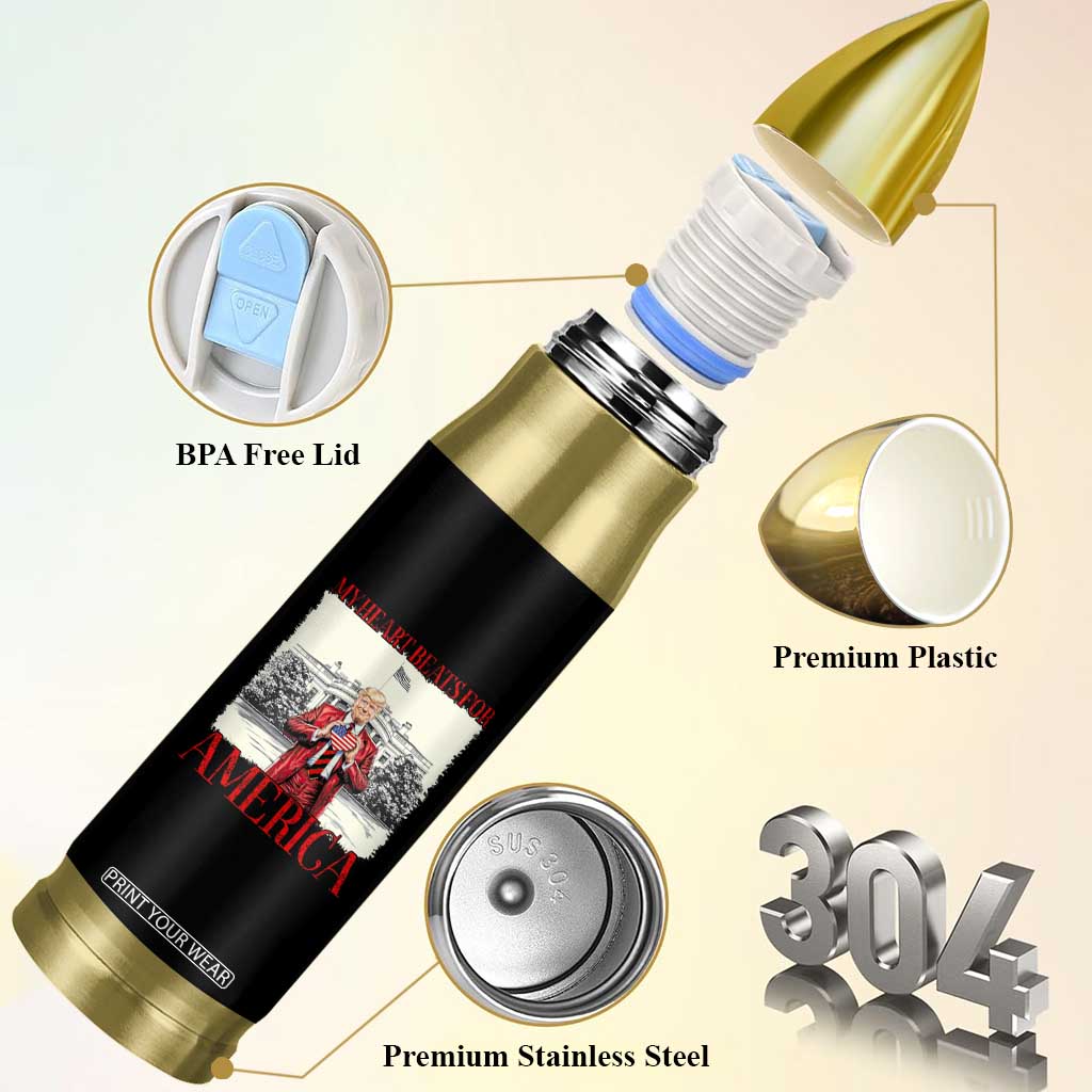 Funny Trump Bullet Tumbler My Heart Beats For America Valentine's Day TS09 Print Your Wear