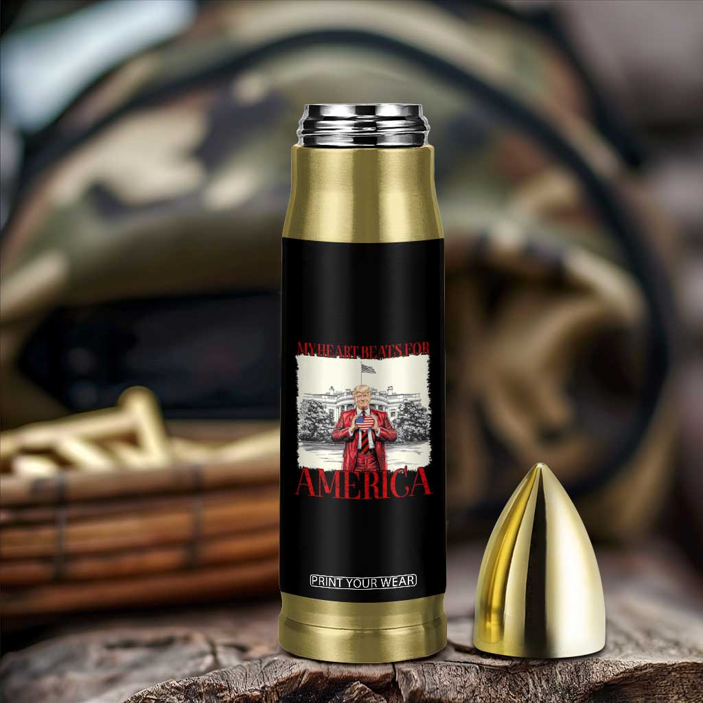 Funny Trump Bullet Tumbler My Heart Beats For America Valentine's Day TS09 Print Your Wear