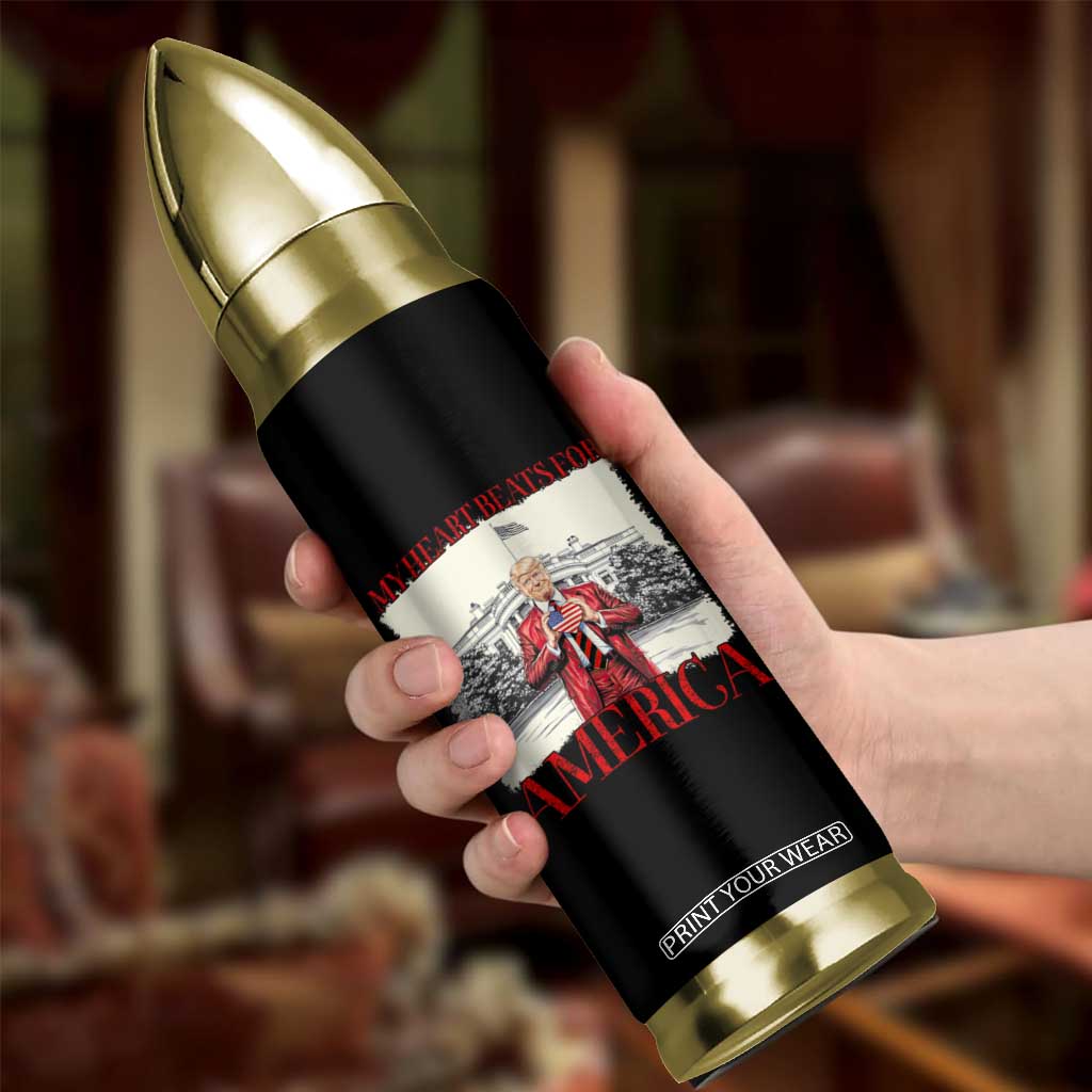 Funny Trump Bullet Tumbler My Heart Beats For America Valentine's Day TS09 Print Your Wear