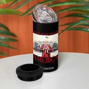 Funny Trump 4 in 1 Can Cooler Tumbler My Heart Beats For America Valentine's Day TS09 Print Your Wear