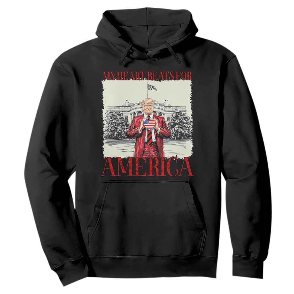 Funny Trump Hoodie My Heart Beats For America Valentine's Day TS09 Black Print Your Wear