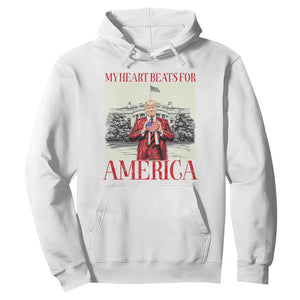 Funny Trump Hoodie My Heart Beats For America Valentine's Day TS09 White Print Your Wear