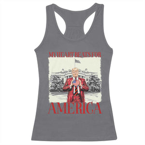 Funny Trump Racerback Tank Top My Heart Beats For America Valentine's Day TS09 Charcoal Print Your Wear