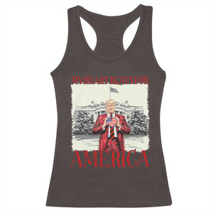 Funny Trump Racerback Tank Top My Heart Beats For America Valentine's Day TS09 Dark Chocolate Print Your Wear
