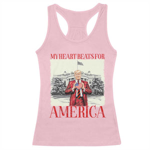 Funny Trump Racerback Tank Top My Heart Beats For America Valentine's Day TS09 Light Pink Print Your Wear