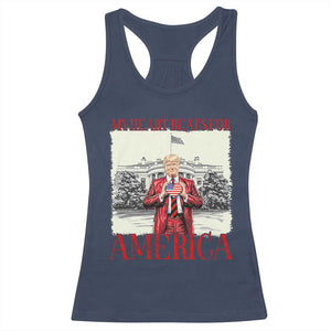 Funny Trump Racerback Tank Top My Heart Beats For America Valentine's Day TS09 Navy Print Your Wear