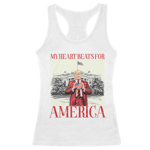 Funny Trump Racerback Tank Top My Heart Beats For America Valentine's Day TS09 White Print Your Wear