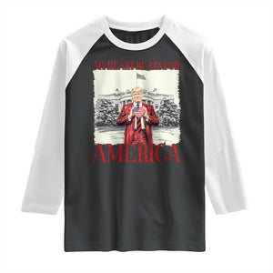 Funny Trump Raglan Shirt My Heart Beats For America Valentine's Day TS09 Black White Print Your Wear