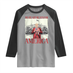 Funny Trump Raglan Shirt My Heart Beats For America Valentine's Day TS09 Sport Gray Black Print Your Wear