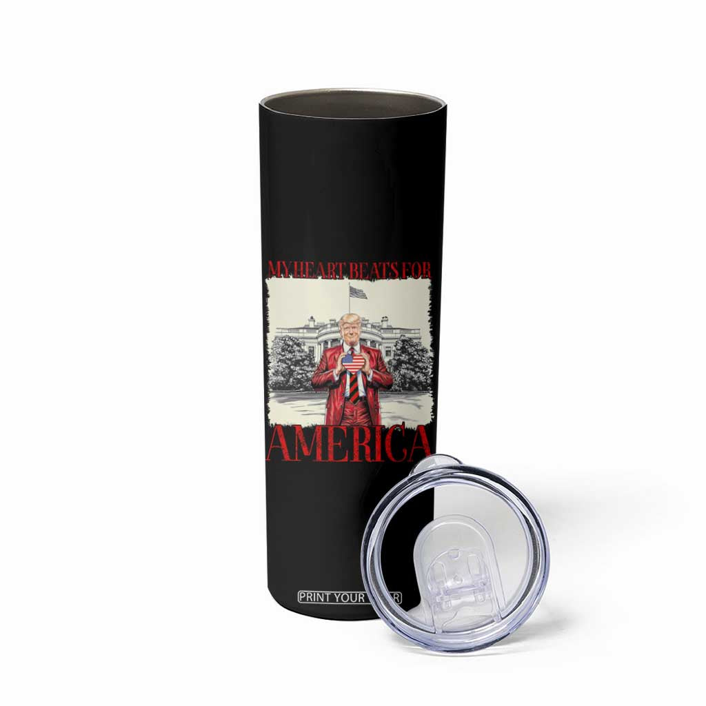 Funny Trump Skinny Tumbler My Heart Beats For America Valentine's Day TS09 Print Your Wear